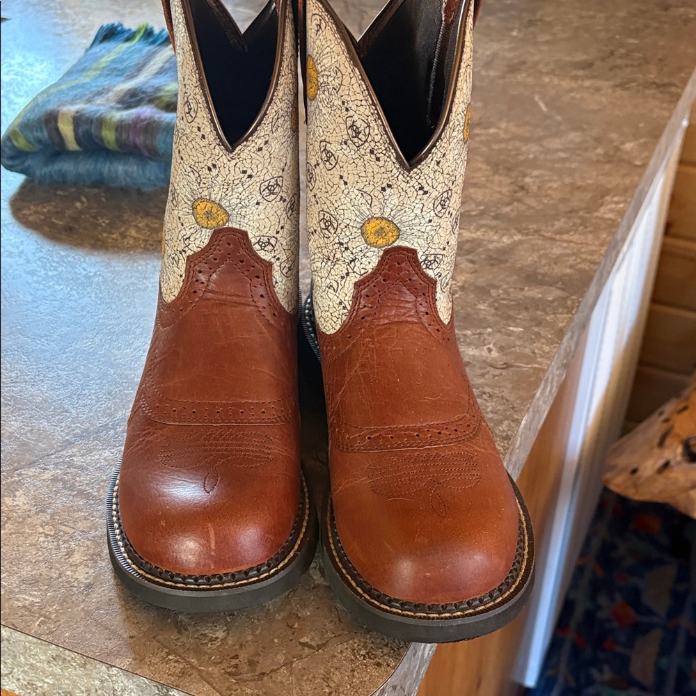 Ariat Brown and White Daisy Boots